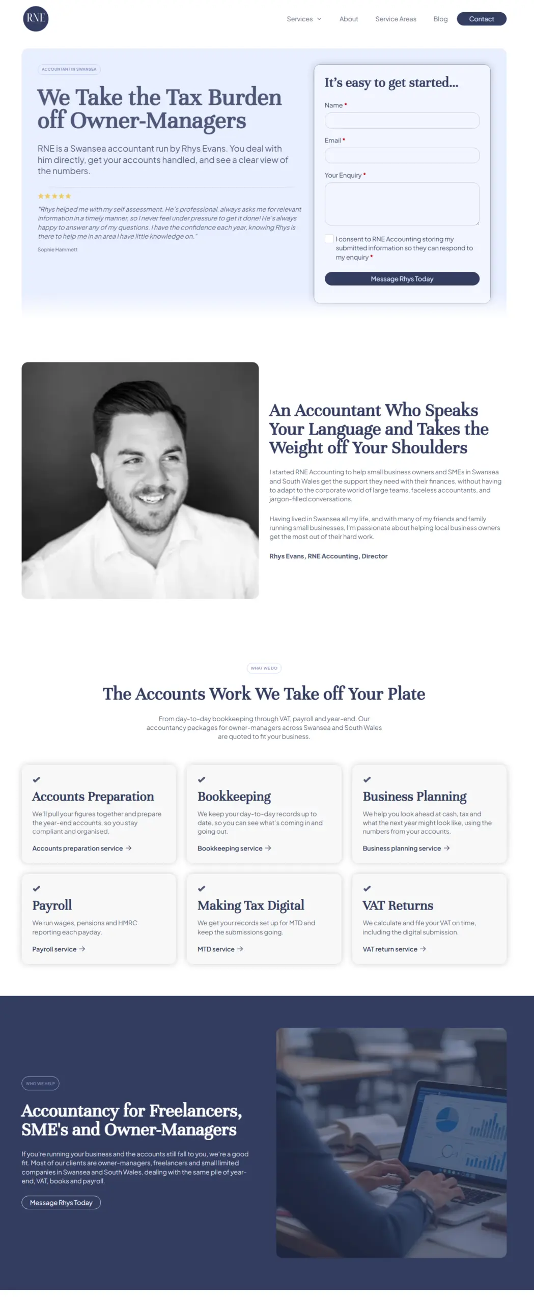 rne accounting website screenshot